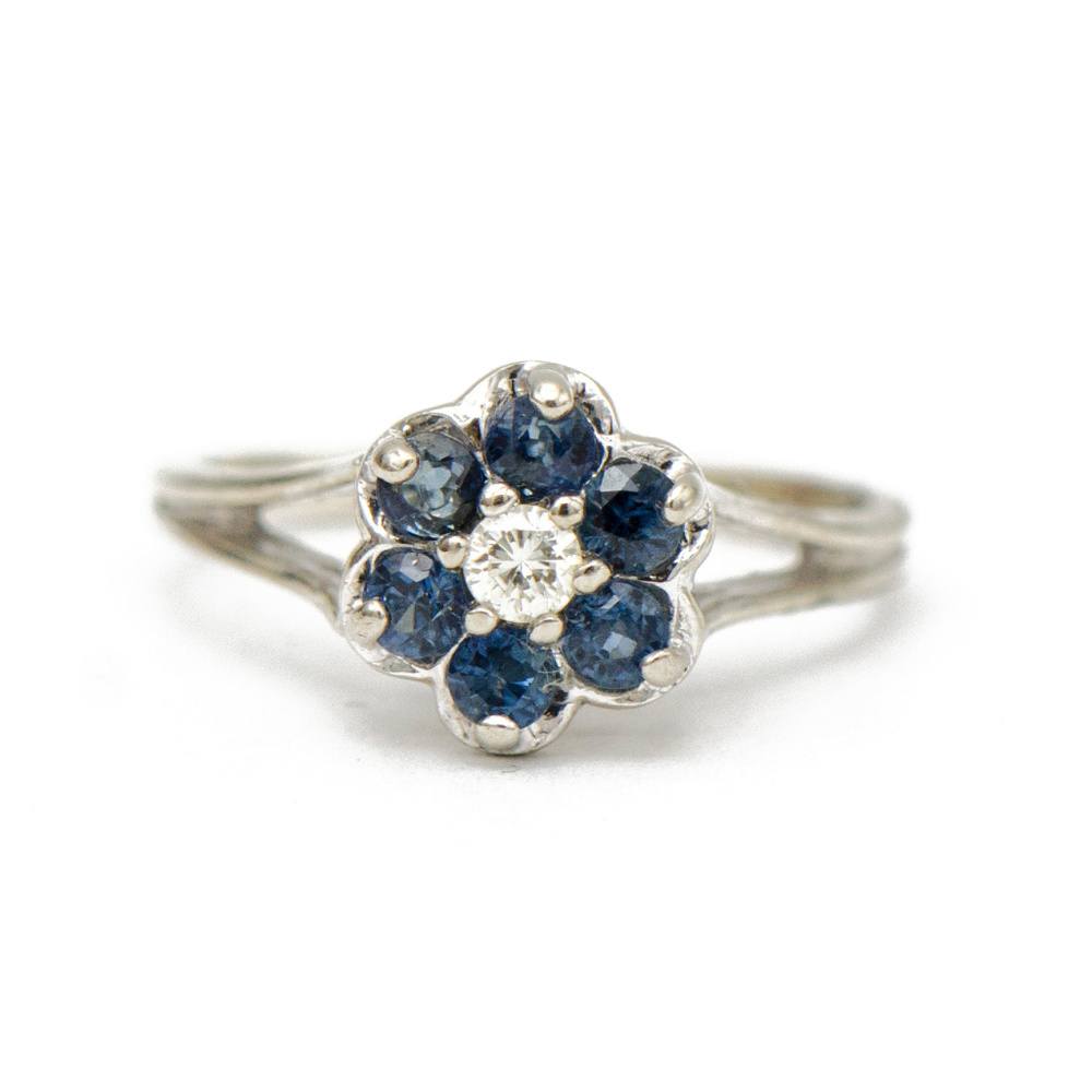 Floral Cluster Sapphire Ring